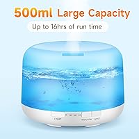Vista 8 de Essential Oil Diffusers 500ml+6 PC Essential Oils,Remote 7 Colors Aromatherapy Diffuser,Ultrasonic Oil Diffuser Essential Oils Diffusers for