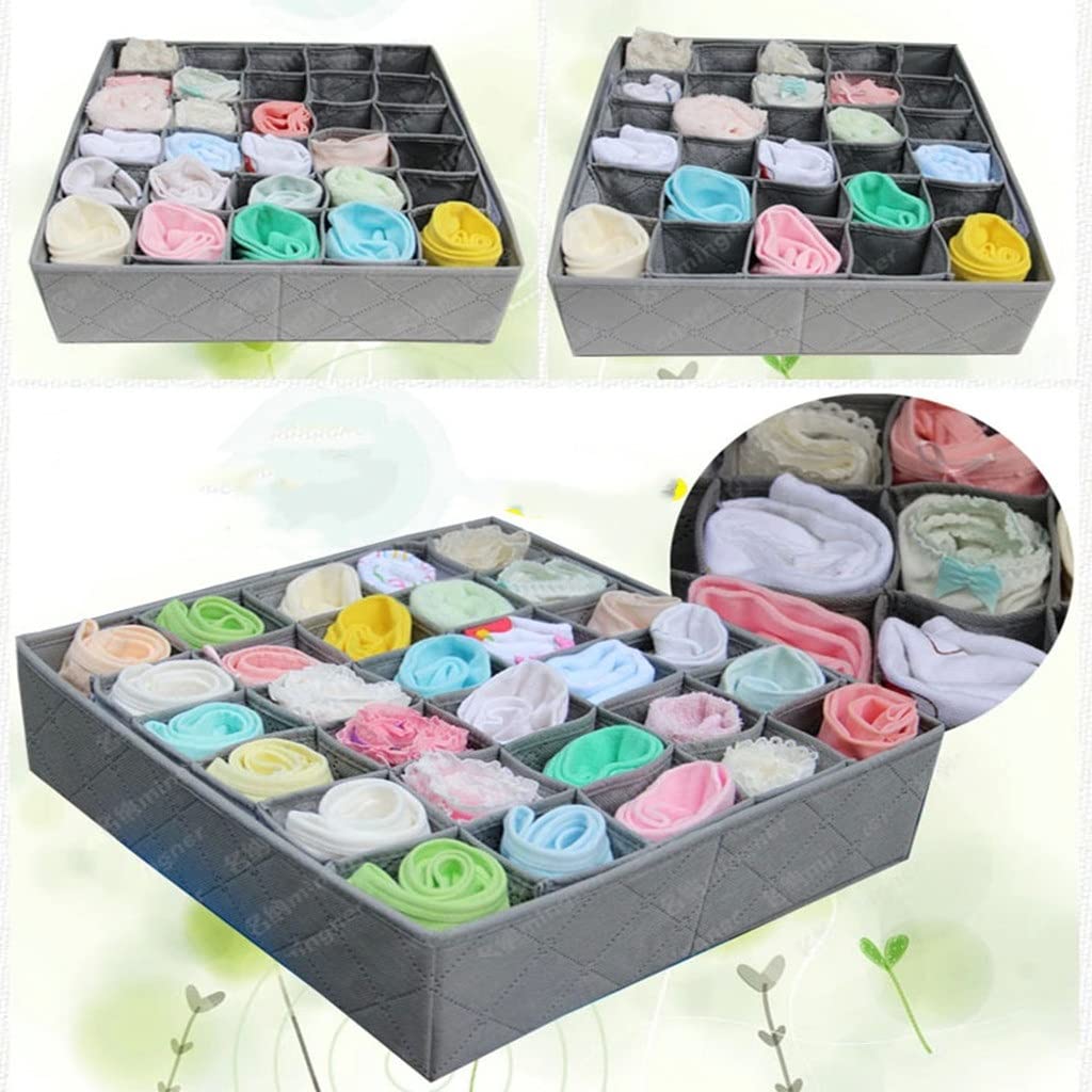 Organizzatori Pieghevoli per cassetti della Biancheria Intima Divisori portaoggetti Scatola portaoggetti per Armadio Organizer 30 Griglie per Vestiti Reggiseni Sciarpe Cravatte Calzini
