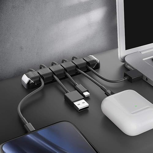 Miniatura 6 de AHASTYLE Soporte organizador de cables, 5 ranuras, clips de cable de escritorio, para organizar cable USBcable de alimentacióncable, oficina en casa