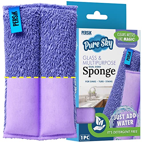 Pure-Sky Ultra Microfiber Cleaning Sponge – 2-in1, Combination for Glass and Multipurpose – JUST ADD Water No Detergents Needed – Use for Windows, Glass, Mirrors, Removing Stains in The Cracks by persik - Used condition - US$6.59