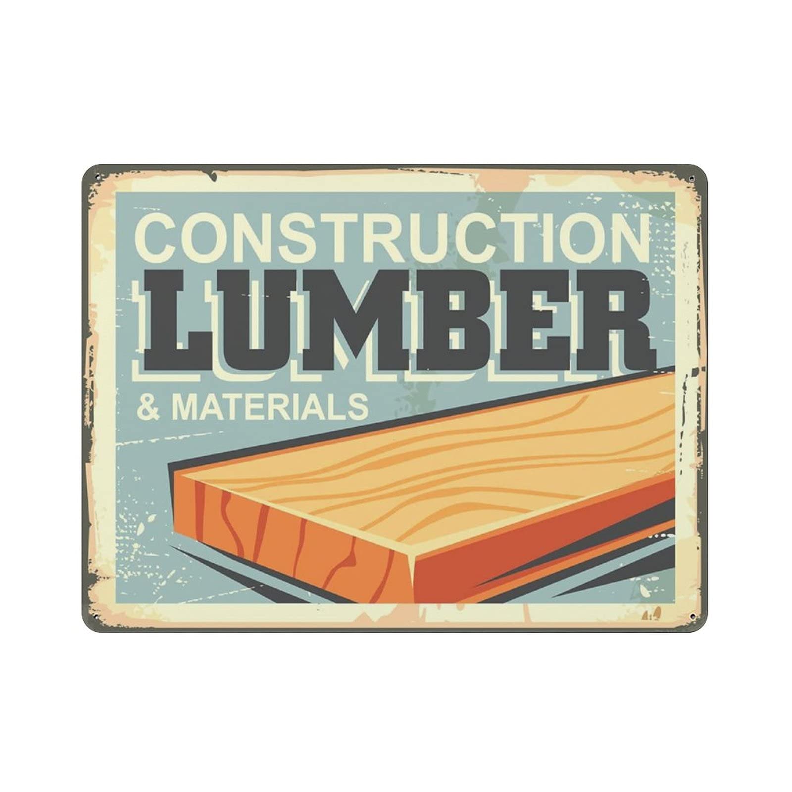 Metal Tin Sign Construction Lumber Vintage Tin Poster Metal Sign Wall Decoration Country Kitchen Home Garage Decor 12"x16"