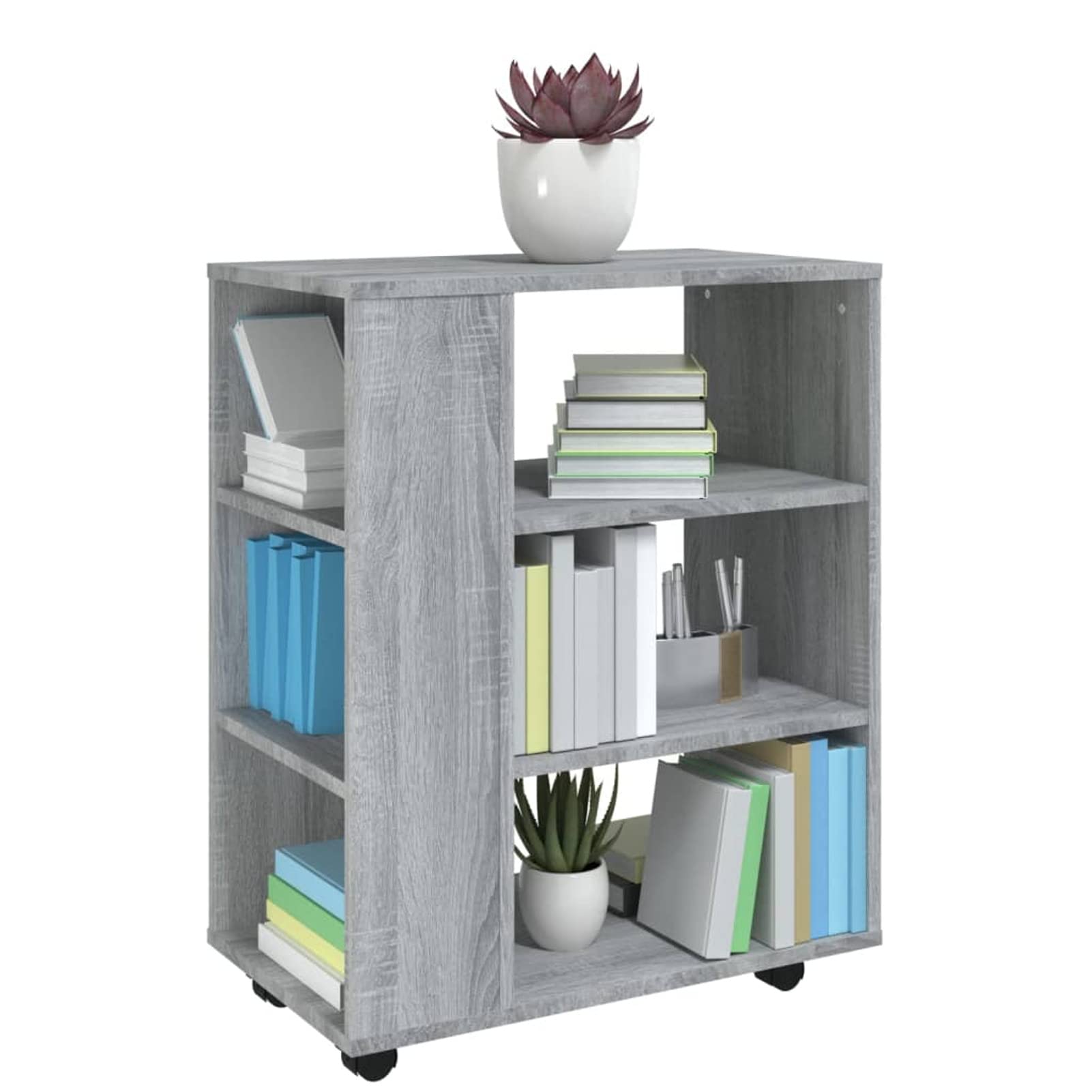 Armadietto con Ruote Grigio Sonoma 60x35x75cm Legno Multistrato,Carrello Porta Stampante, Mobiletto con Ruote, Supporto per Stampante in Legno, Classificatore per Documenti per Studio, Uffici