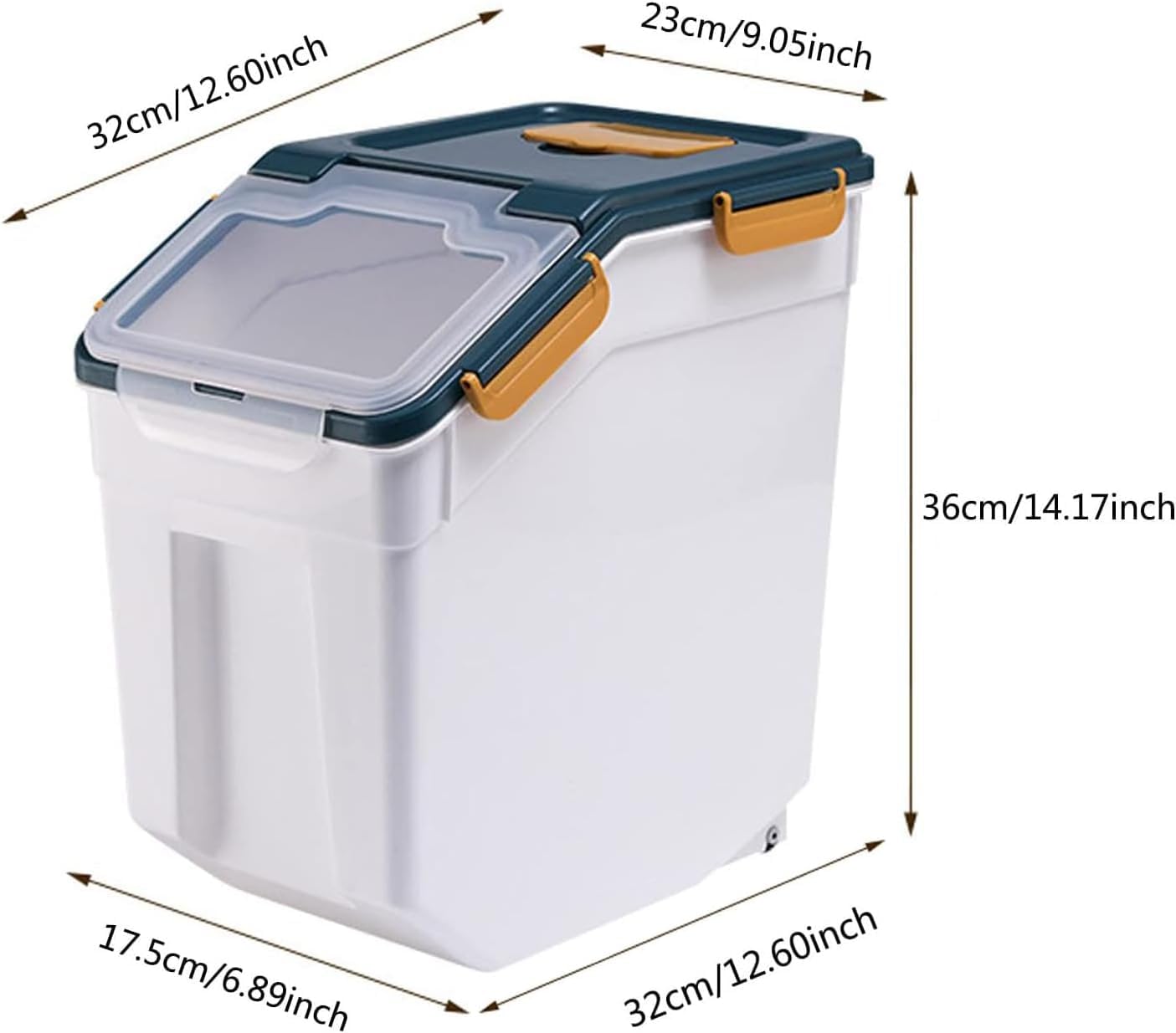 Lot de 2 boîtes de rangement hermétiques de 11,3 kg pour farine, sans BPA, grande poubelle à grains pour chat et animal domestique avec tasse à mesurer et cuillère pour cuisine, garde-manger, comptoir