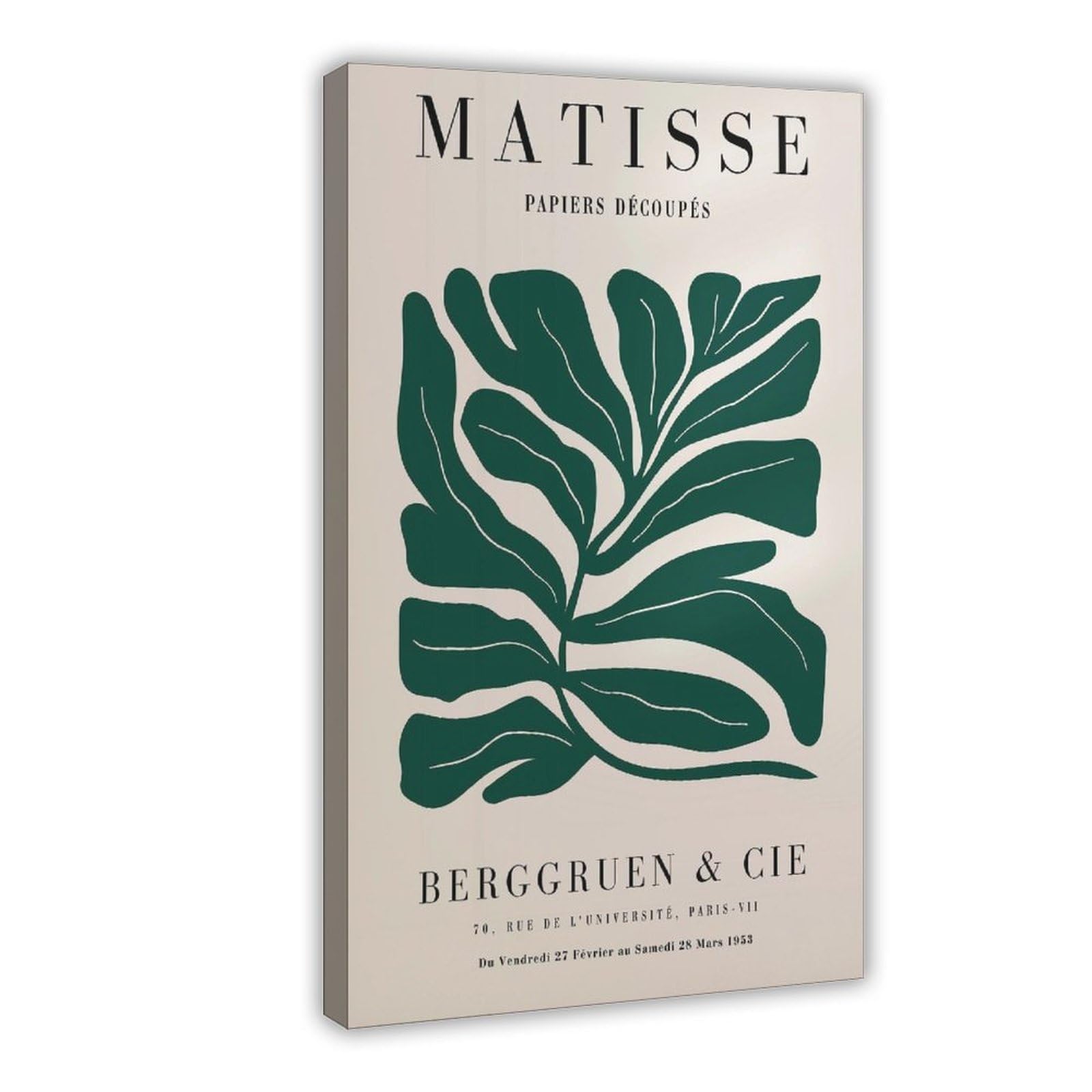 HEYANM Henri Matisse Green Floral Print_ Framed Wall Art Canvas Poster Wall Art Paintings for Living Room Bedroom Decoration Frame 12x18inch