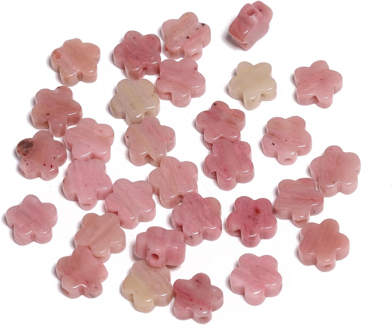Songxi 60pcs 6mm Rose Plum Blossom Natural Stone Beads for Jewelry Making, Smooth Loose Flower Shape Gemstone Beads for Bracelets Necklace Earrings Making Supplies 