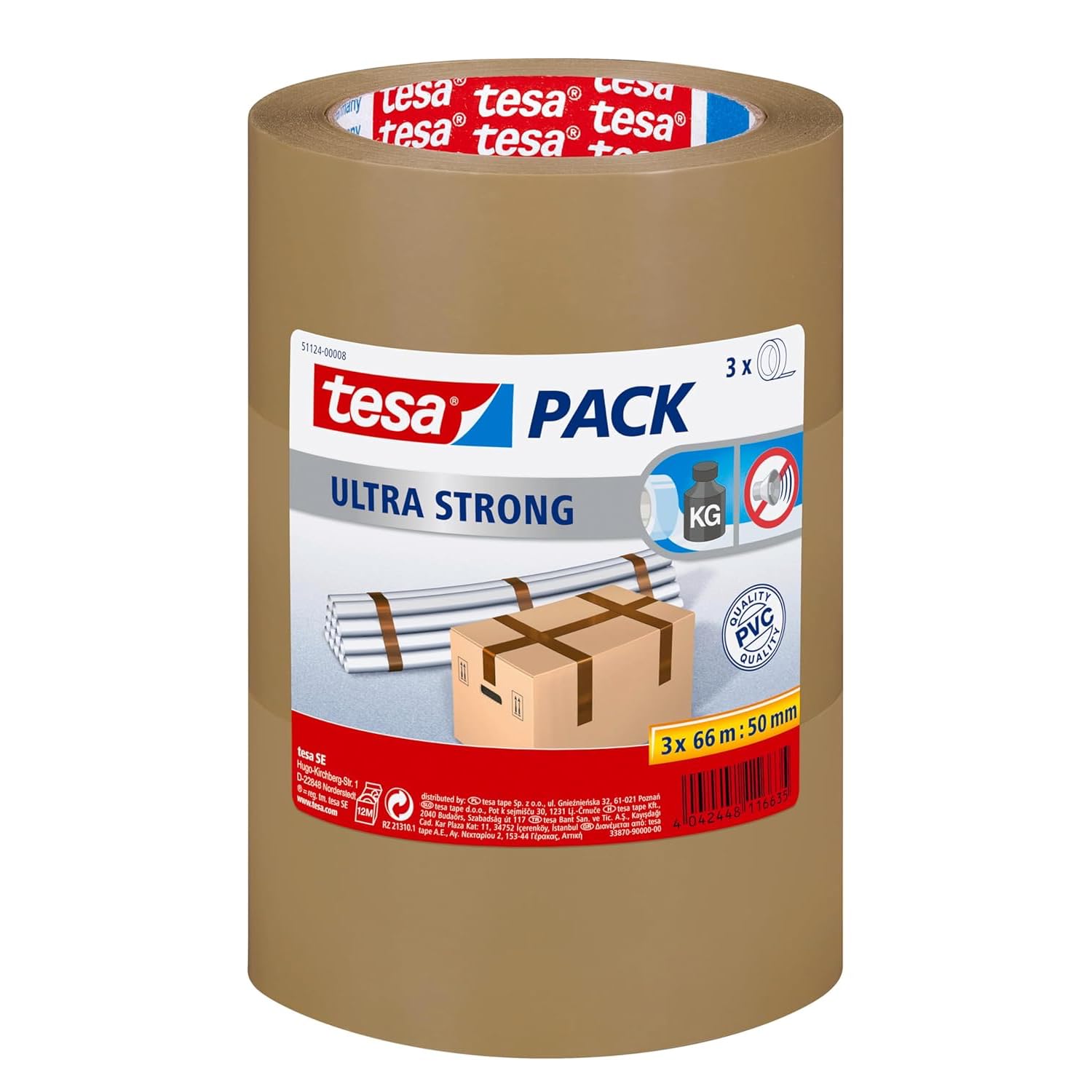 tesa 51124-00008-01 tesapack ultra strong Packaging Tape 66m x 50m...