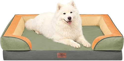 Miniatura 111 de Comfort Expression - Cama ortopédica perros pequeños, 20 x 14 pulgadas, impermeable, espuma soporte cartón de huevo, cojines extraíbles, sofá con