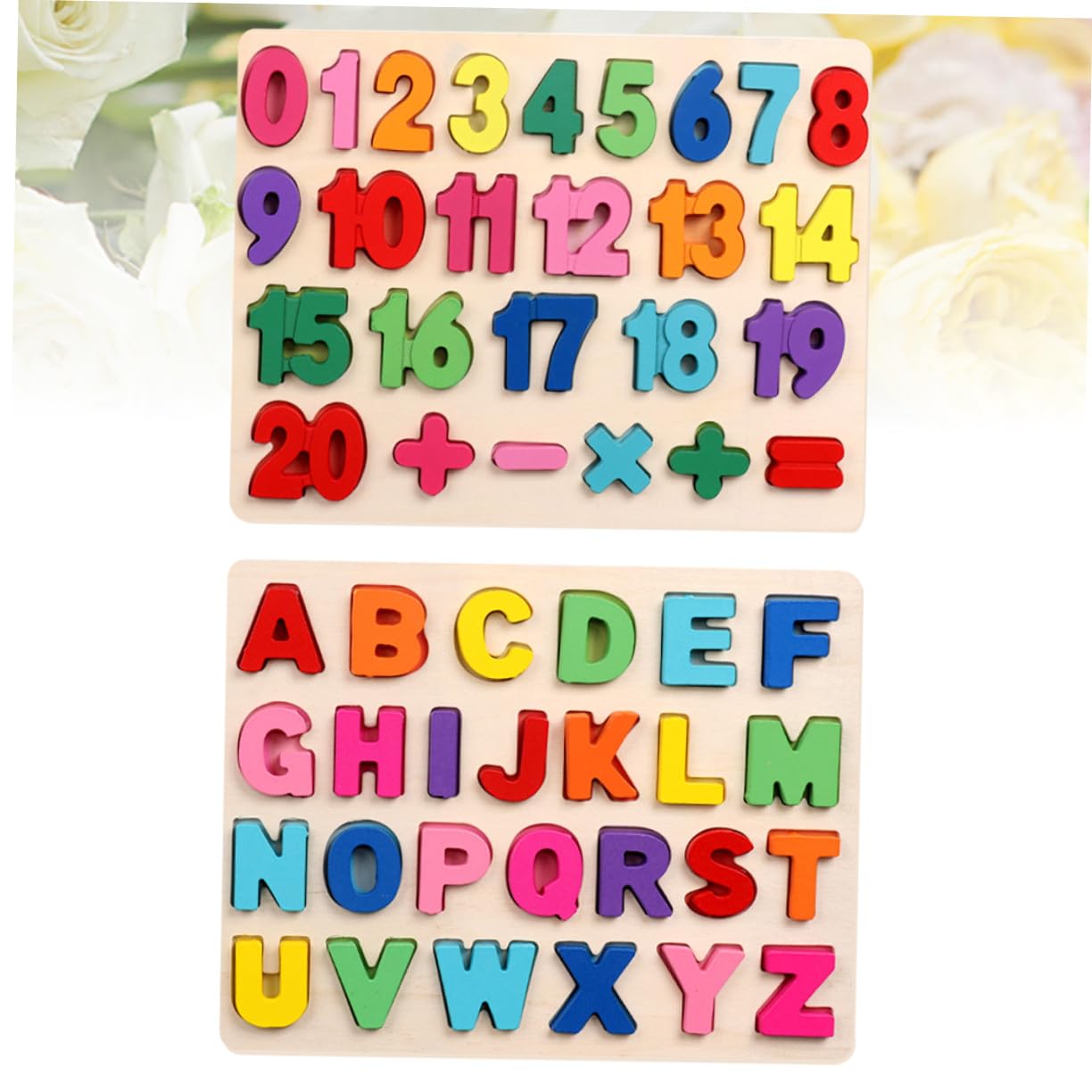 Gatuida Puzzle Educativo in Legno per Numeri Alfabeto Maiuscolo Colorato Gioco Didattico per Sviluppo Cognitivo Coordinazione e Apprendimento Matematico