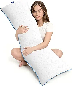 YZ HOME Long Body Pillow for Adults - Firm Body Pillow Insert with Shredded White Memory Foam, Adjustable Height, Soft Support for Side Sleeping, Pregnant Women, Washable