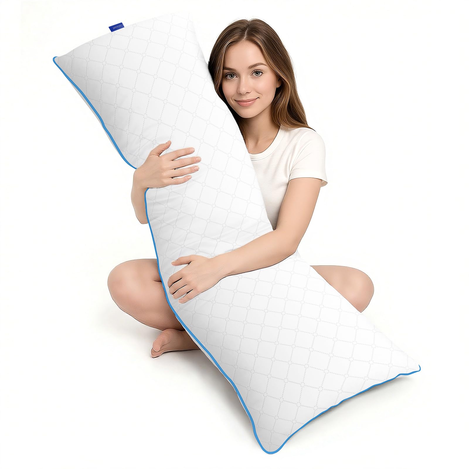 YZ HOME Long Body Pillow for Adults - Firm Body Pillow Insert with Shredded White Memory Foam, Adjustable Height, Soft Support for Side Sleeping, Pregnant Women, Washable