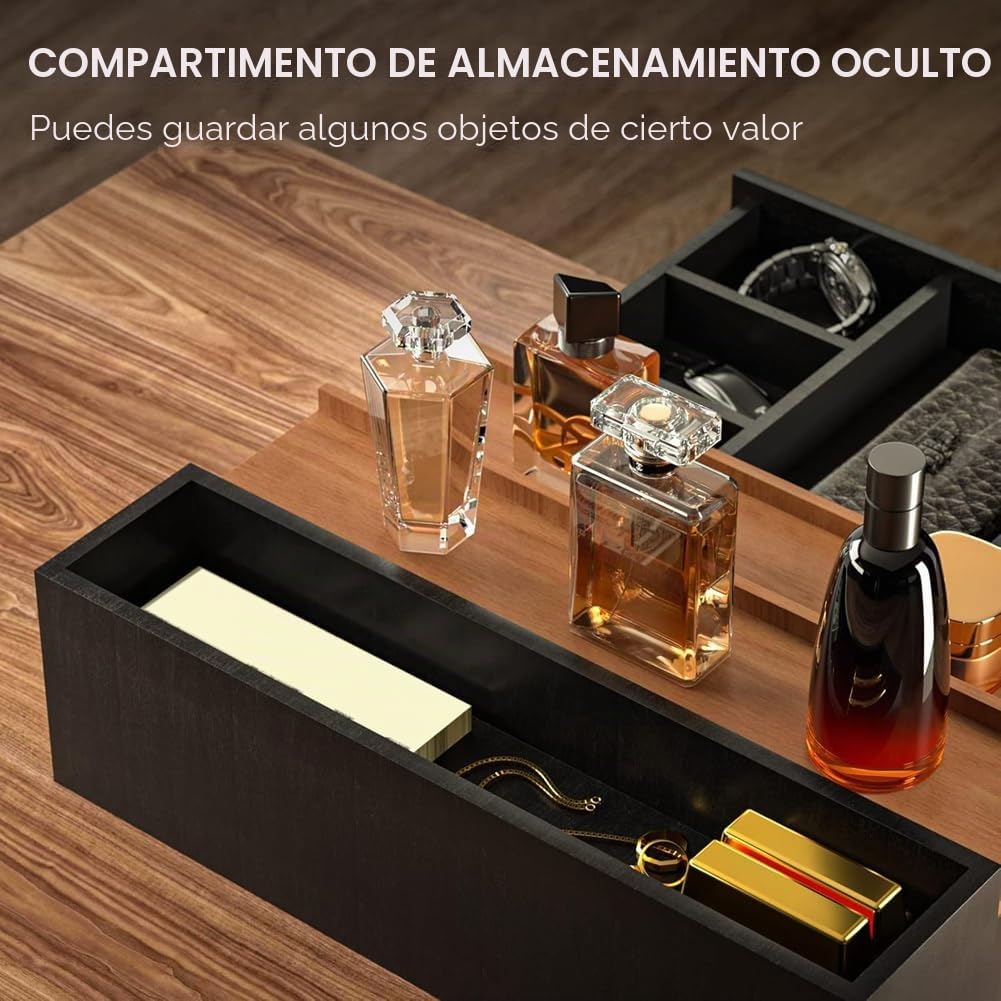 Organizador de perfume para hombres, 3 niveles, caja de almacenamiento de cosméticos, expositor de perfume con cajón oculto, soporte para perfume, estante graduado para joyas de perfume para