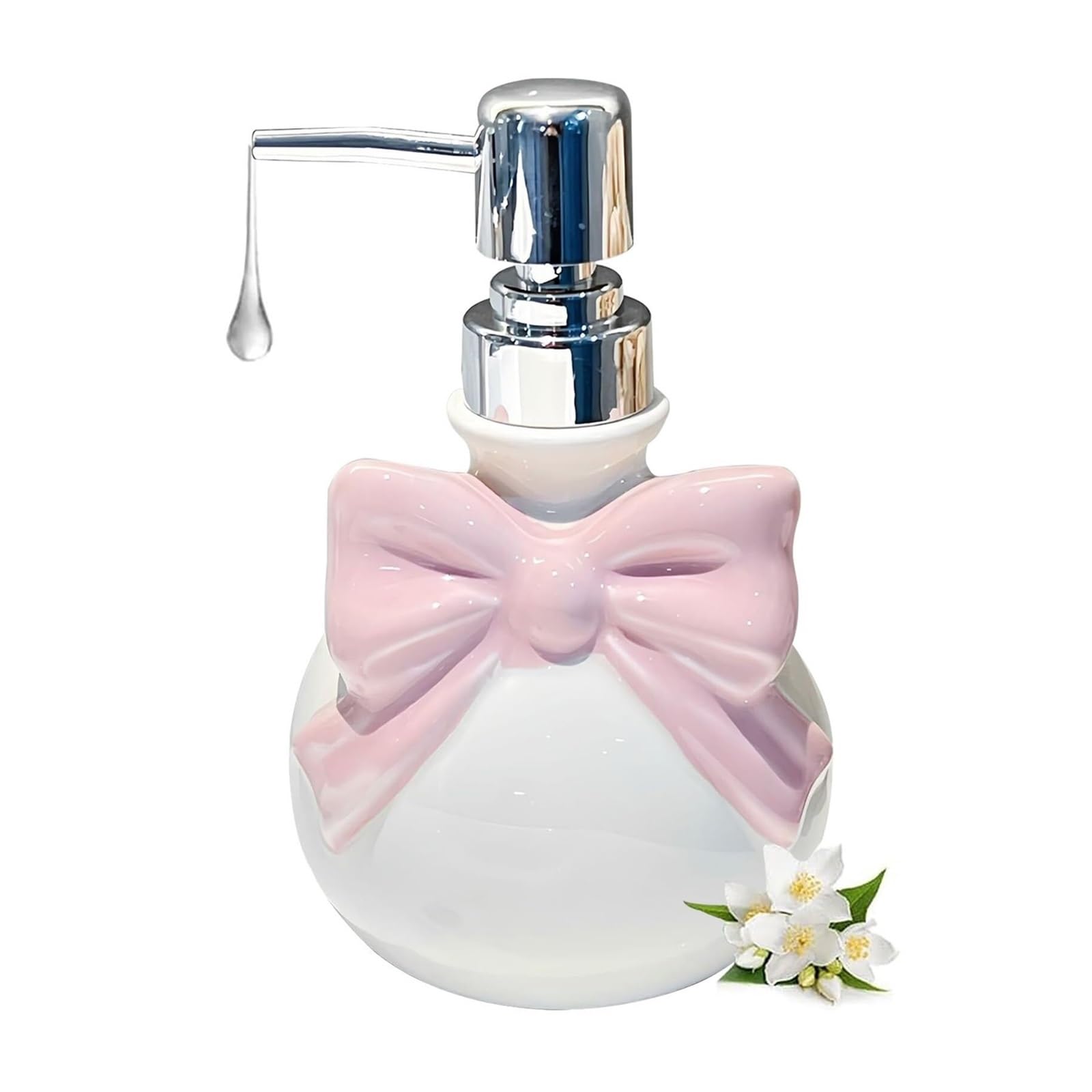 Yuue White Empty Barthroom And Dish Ceramic Hand Soap Dispenser Dish For Kitchen Decor For Counter(White)
