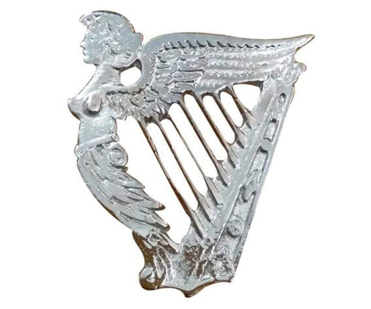 Tartancity Unisex Leish Celtic Harp Tc Piper Cap Badges Hats, Glengarry & Balmoral Highland Thistle Cap Badges Pin Silver Chrome Finish (Leish Celtic Harp)