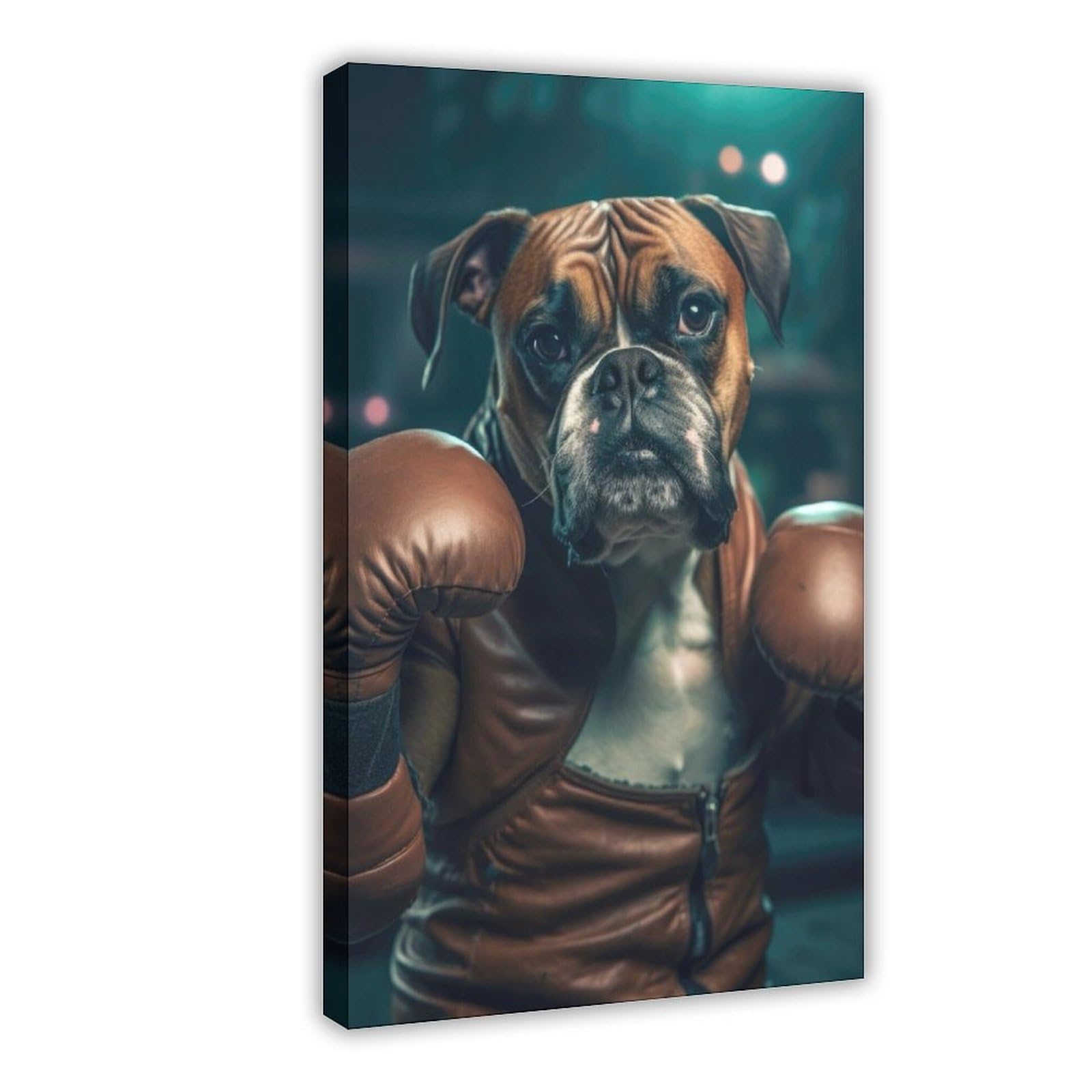 Poster Su Tela OWNPET Con Bulldog Boxer - Quadro Da Parete 20x30 Cm, Stampa Artistica Per Soggiorno