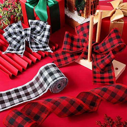 Wooden Ribbon Bow Maker With 3 Rolls Wired Burlap Craft Ribbons For Christmas Bows Holiday Wreaths Crafts Decoration #TOP5
