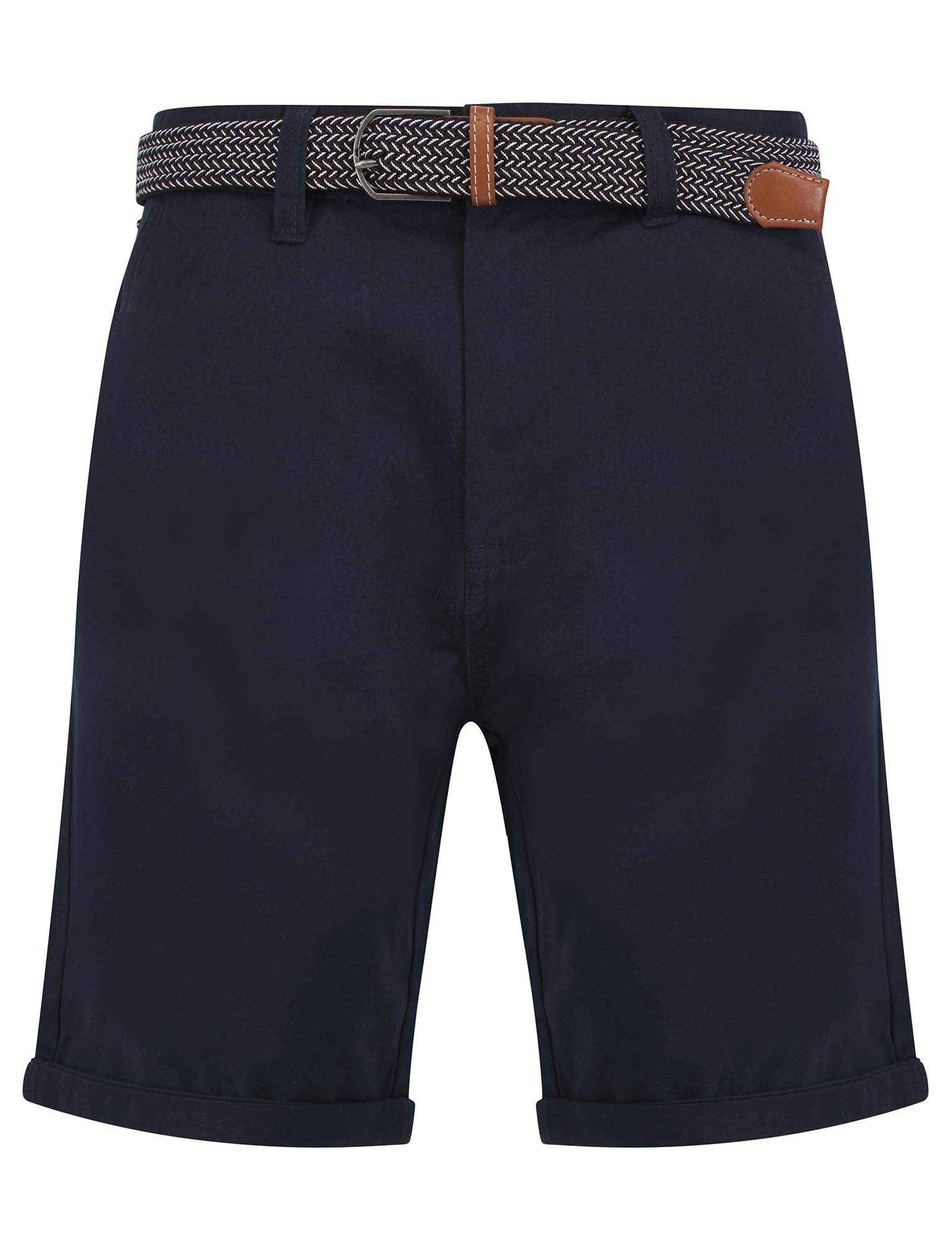 Tokyo Laundry Men's Navy Sheringham Cotton Twill Chino Shorts With Woven Belt