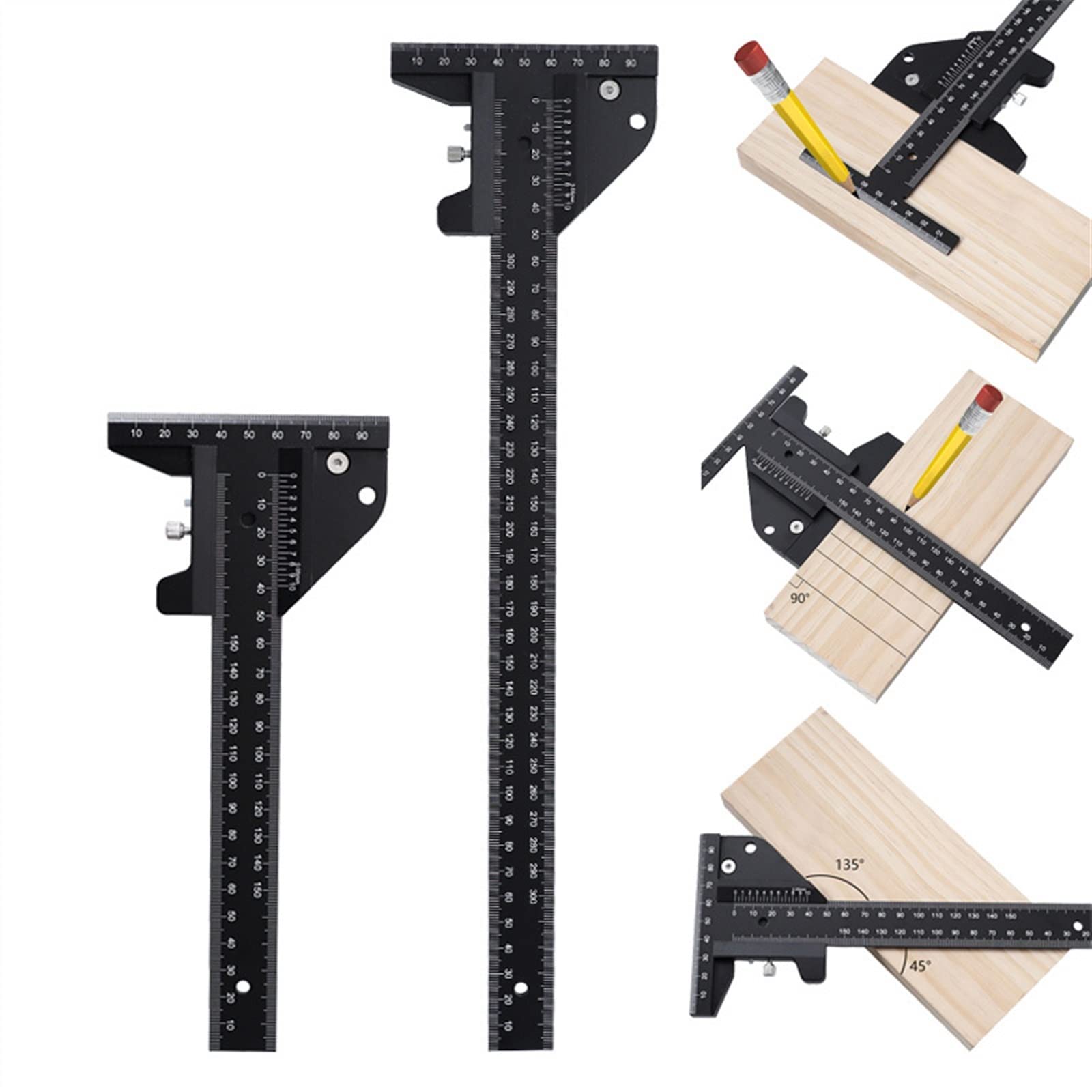 Cyfrowe Narzędzia Pomiarowe 0-150/300mm linijka do drewna typu T Scribe Metric wielofunkcyjny suwmiarka ze stopu aluminium pomiaru linii(0-300mm)