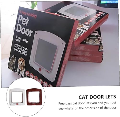 Miniatura 8 de 2pcs Controllable Small Pet Entry Cat Hole with Lock for Indoor Use Lightweight Two-Way Access Cat Gate Easy to Install White and Brown Animal Access