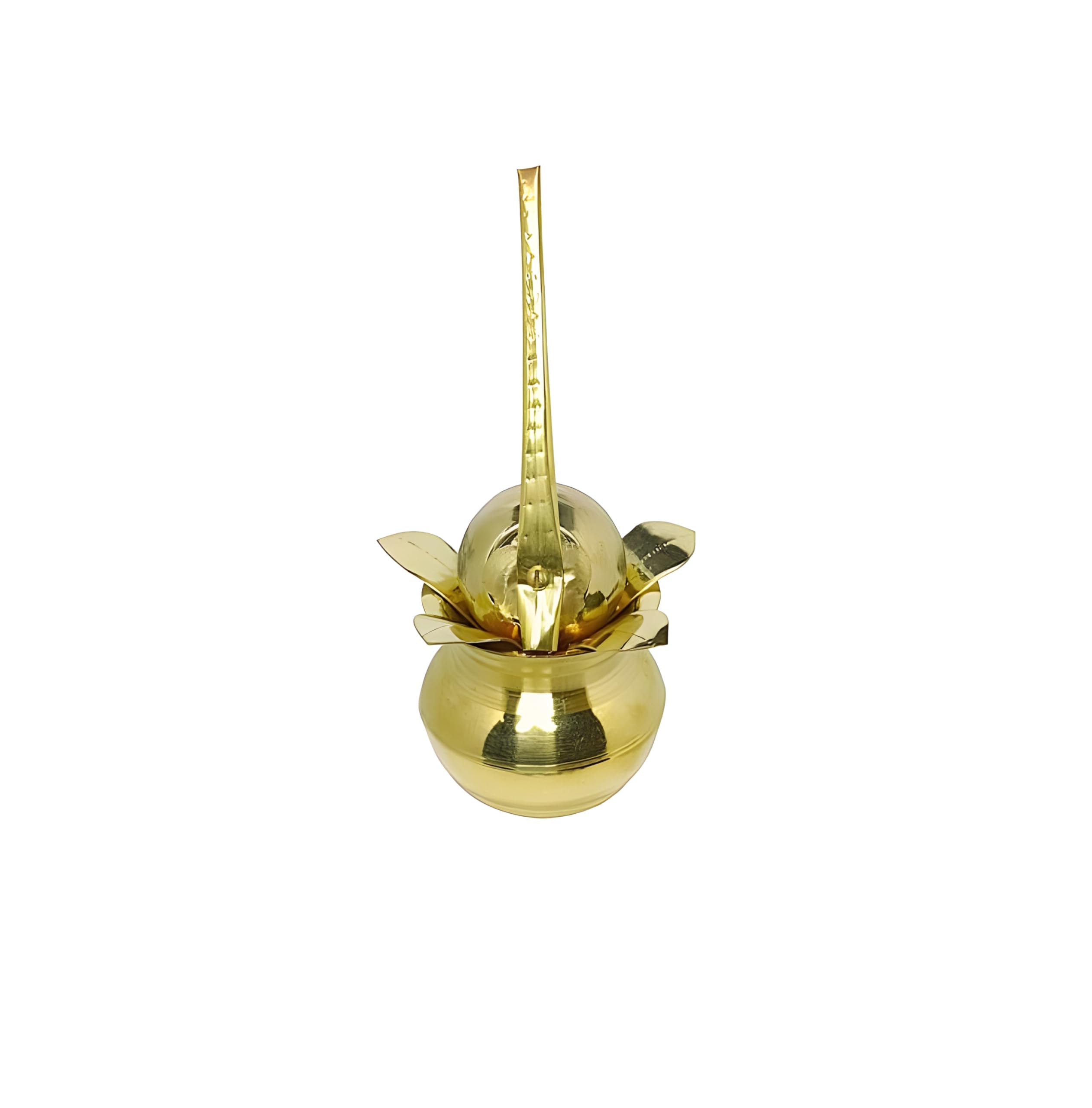 Pure Brass Mangal Kalash with Mango Leaf & Coconut || Puja Ghat/Lota/Devi Ghot/Laxmi Ghat for Religious Rituals, Traditional Indian Worship Vessel for Daily Pooja/Havaan/New House Puja (Pack of 3)