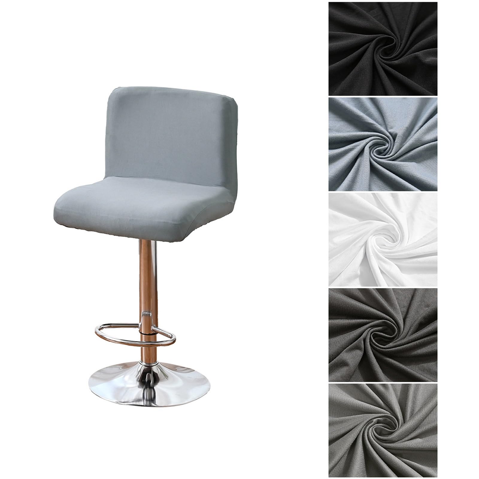 AHTCPO Bar Stool Covers, Stretch Soft Nonslip with Backs Washable, for Pub Counter Stool Chair(White,8pcs)