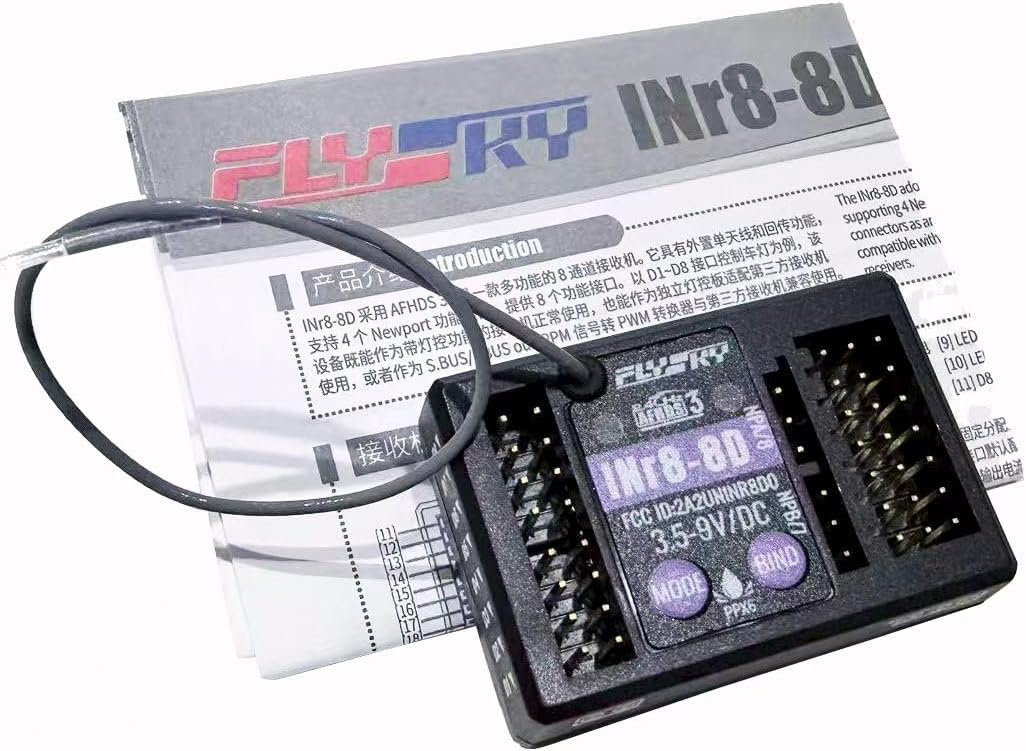 Flysky INr8-8D Receiver for NB4+ NB4 Pro AFHDS 3 Support S.Bus and 8 Channel Rc Car Light Control w/Failsafe