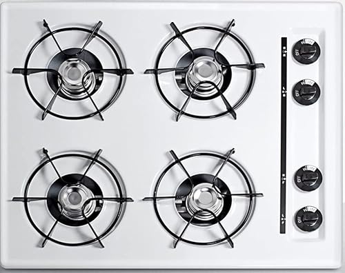 Summit Appliance WLL03P - Placa de cocina de gas propano de 24 pulgadas de ancho en color blanco con 4 quemadores abiertos e encendido de batería,