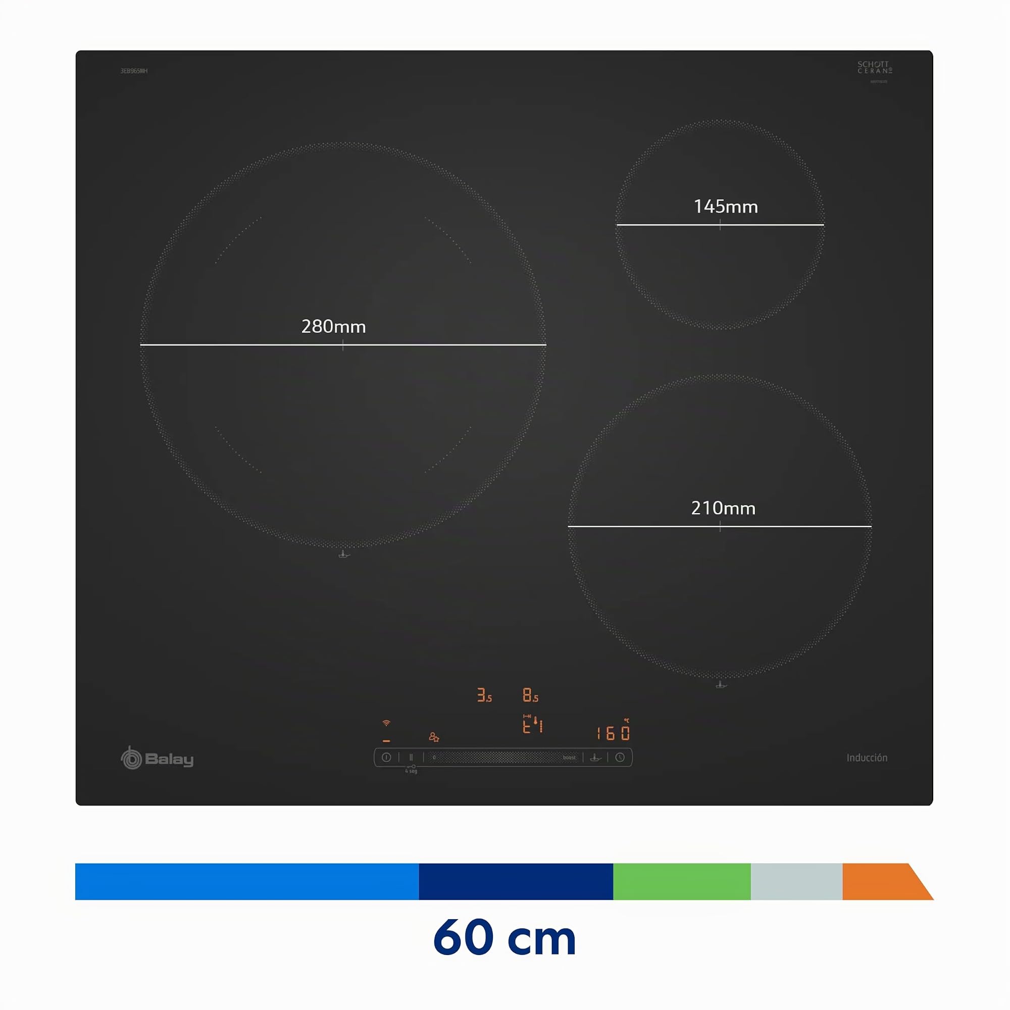 Balay, Placa de inducción, 3 fuegos, Home Connect, negro mate, 3EB965MH | Una placa inteligente que puedes controlar desde la app Home Connect.