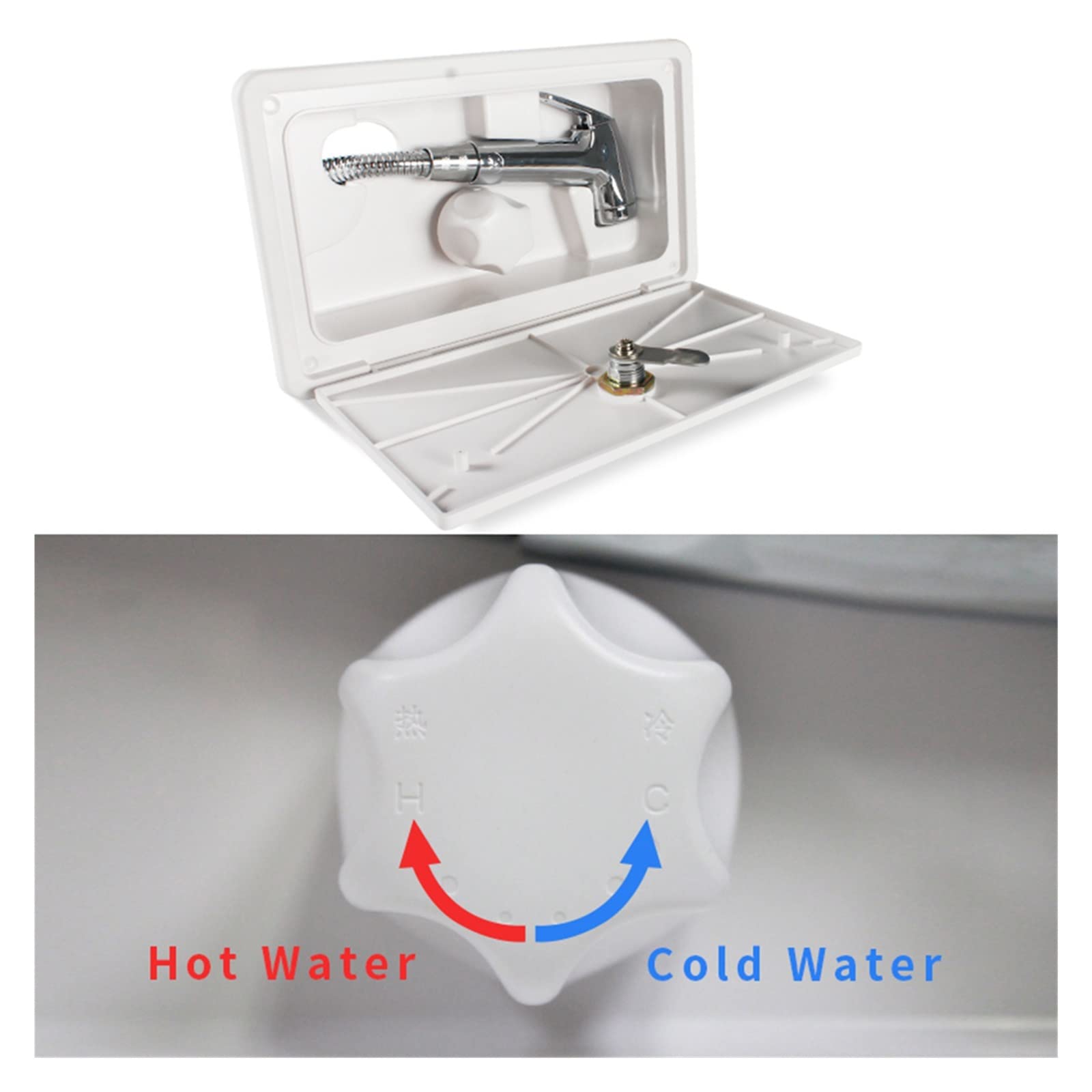 Kit de caja de ducha Exterior externa ajustable for caravana con candado, barco, Camper marino, autocaravana, accesorios for caravana(Bianco)