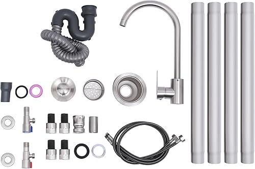 Miniatura 6 de Fregadero comercial de acero inoxidable, fregadero de cocina de un solo tazón con banco de trabajo y estantes de almacenamiento, fregadero