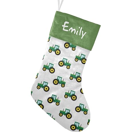 Personalized Farm Tractor Custom Christmas Stocking for Family Holiday Decor Xmas Gift...
