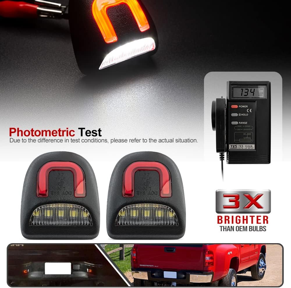 2Pcs OLED License Plate Lights Number Lamp for Chevy Silverado Avalanche GMC Sierra Yukon C-adillac Escalade Red White OLED License Plate Light Assembly