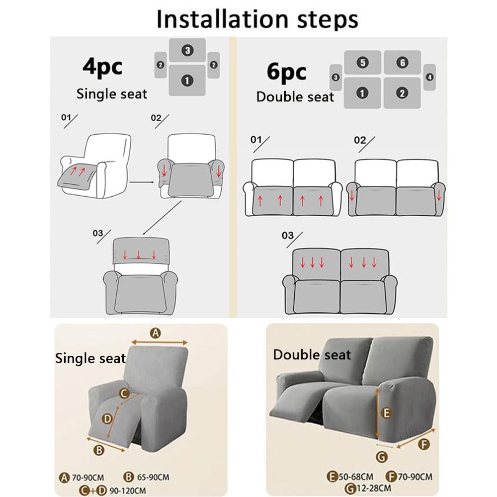 Morbuy Funda de Sillón Relax Elástica para Butaca Reclinable, 1/2 Plazas Fundas de Butacas Relax Reclinable Ajustables Universal, Fundas de Sillón Protector (Verde Oscuro,2 plazas)