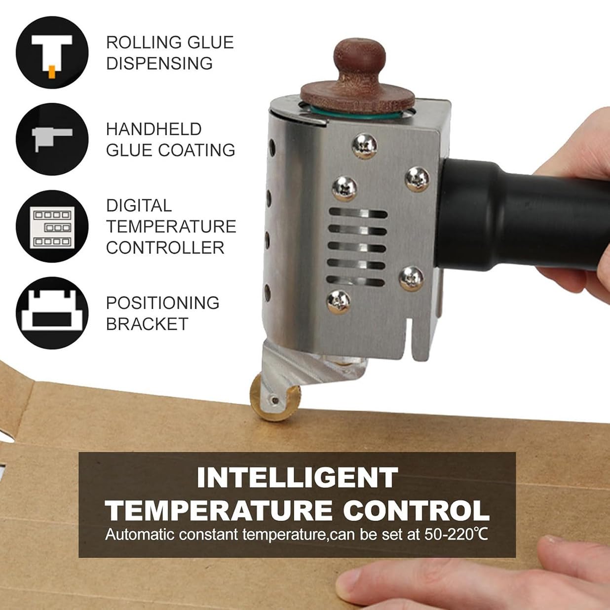 Pistolet à Colle thermofusible Portable, Machine à Coller Portable à Rouler la Colle thermofusible, avec Baril de Colle et contrôleur de température (150ml)