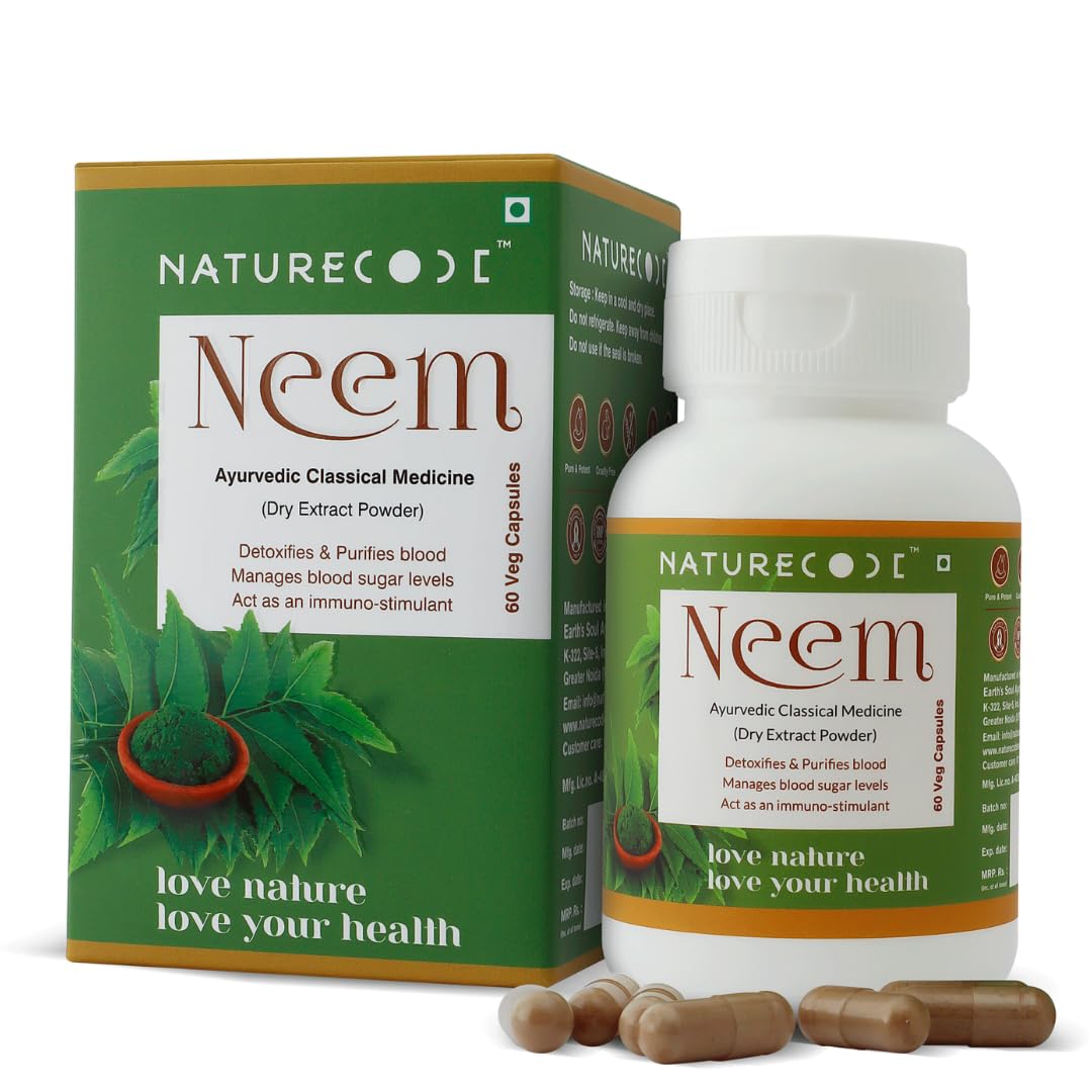 Neem Ayurvedic Capsules| Azadirchta indica 400 mg |Blood Purifier Anti Acne, Skin Wellness| For both men and women| Ayurvedic Classical Medicine (1)