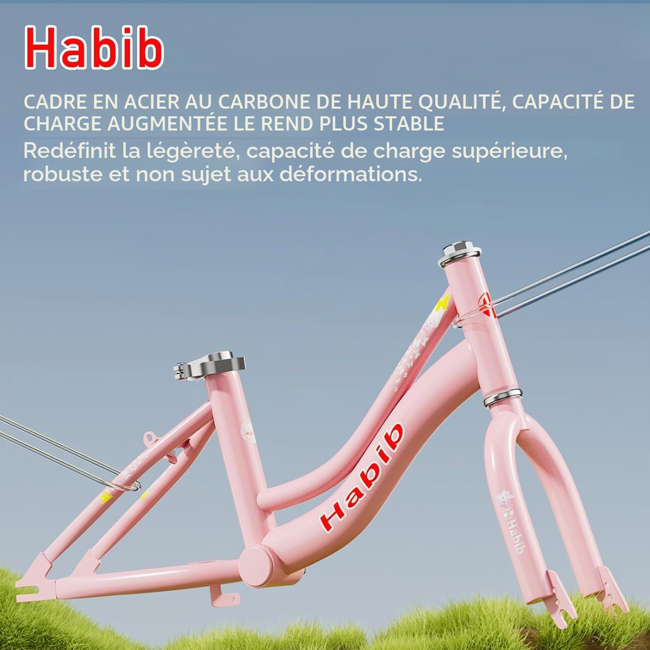Habib Gruppe Vélo fille édition princesse 16 pouces | Kit complet avec panier, gourde, kit de protection et pompe | Vélo enfant avec roues stabilisatrices et double système de freinage pour fille de 3