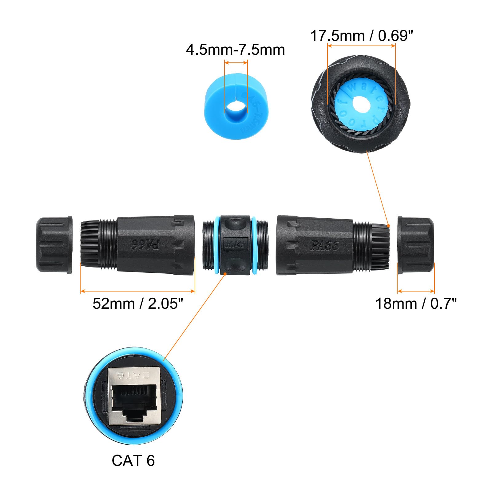 QUARKZMAN Accoppiatore RJ45 Impermeabile, Femmina Schermata a Doppia Testa a Femmina IP68 Connettore per Cavo LAN Esterno Ethernet per Cat6/Cat5e/Cat5, Confezione da 10