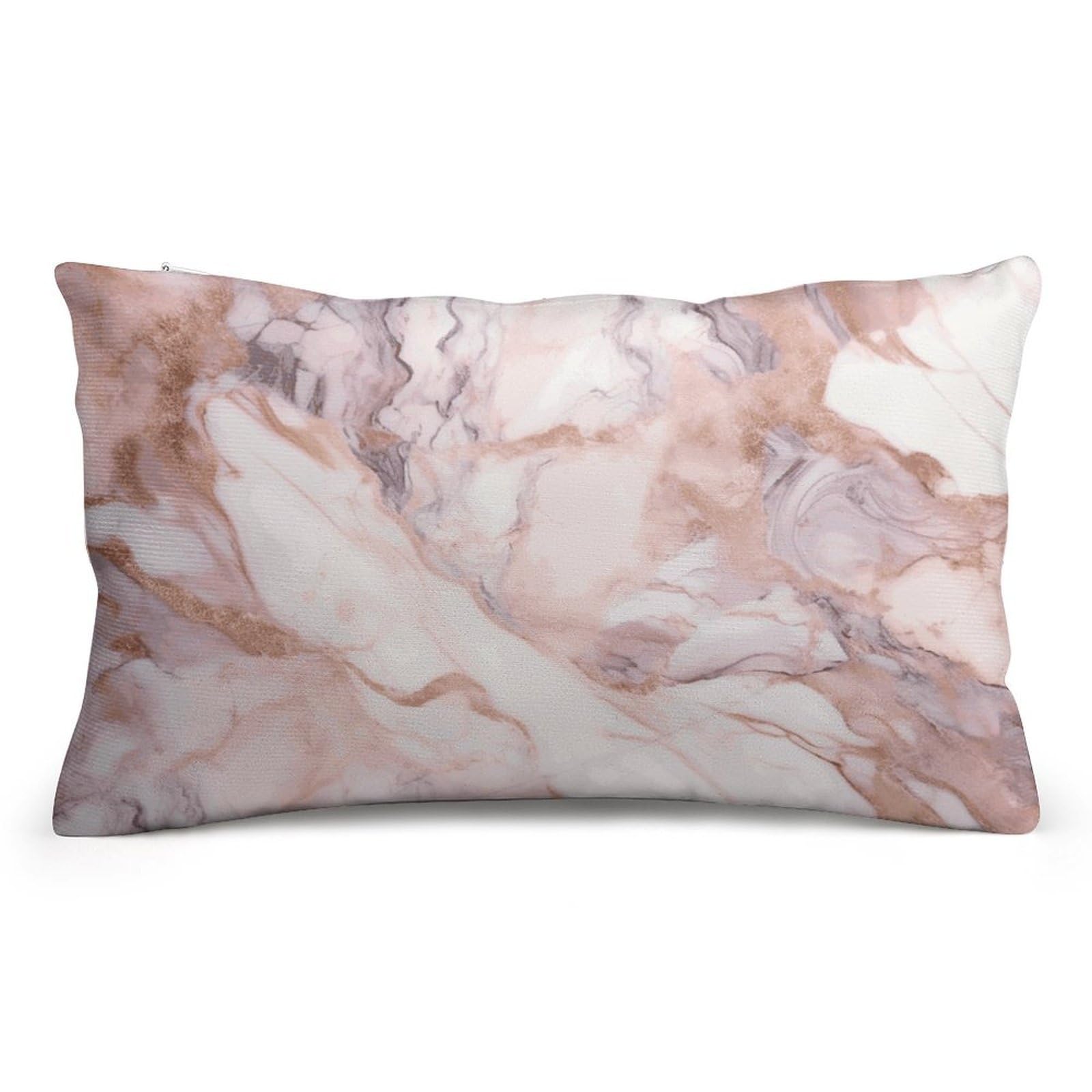 Velvet Pillowcases Standard Size 8"x12", Ultra Soft Breathable Pillow Cases for Bed, Luxury Cozy Fuzzy Pillow Shams, Lumbar Pillow Cover, White Marble Pattern Cushion Case Home Decor