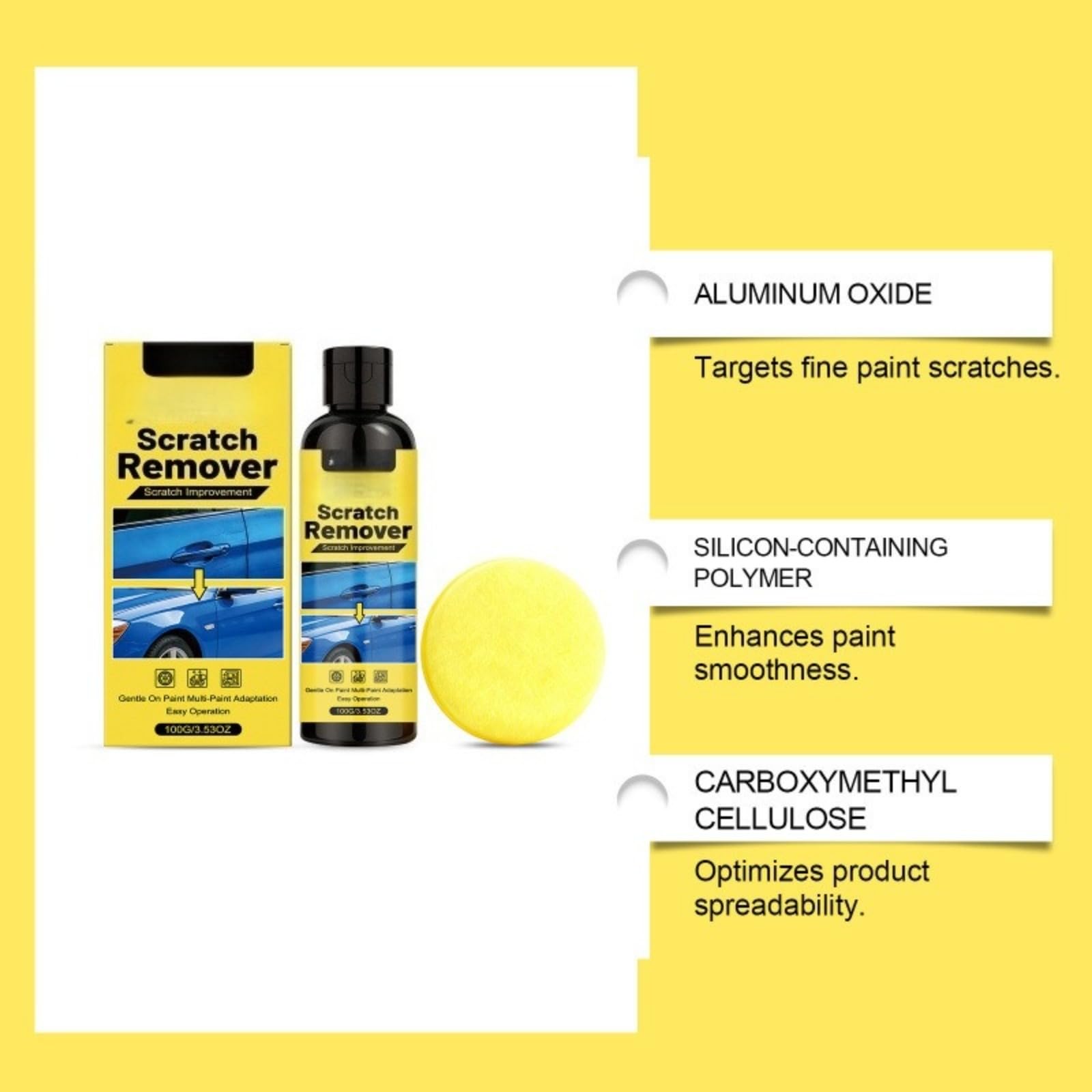 Efface Rayure Voiture Car Scratch Remover Wax, Pâte de Réparation pour Rayures Profondes, Cire de Polissage Anti-Rayures avec Chiffon et Éponge,Doux pour la peinture, adapté à tout type de peinture,
