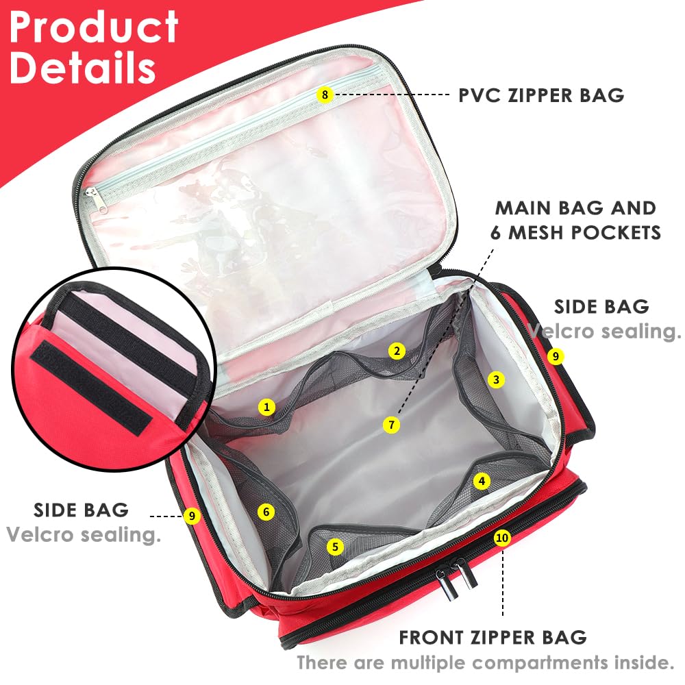 Borsa Pronto Soccorso Grande Capacità Impermeabile Porta Medicine da Viaggio Portatile Kit