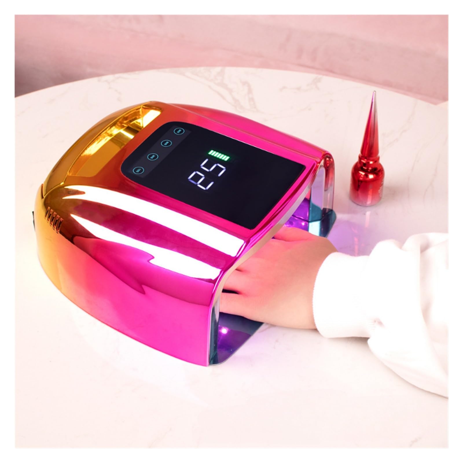 Lampa LED UV do paznokci Akumulatorowa lampa z uchwytem Bezprzewodowa polerka żelu manicure do domowego majsterkowania(B)