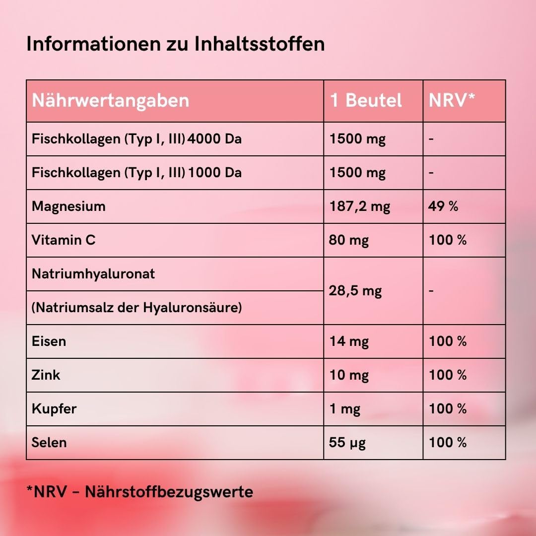 LIPOELASTIC Collagen Pulver – Nahrungsergänzungsmittel mit hydrolysiertem Fischkollagen (Typ I & III), Vitamin C, Zink, Eisen und Mineralstoffen – 30 Portionsbeutel