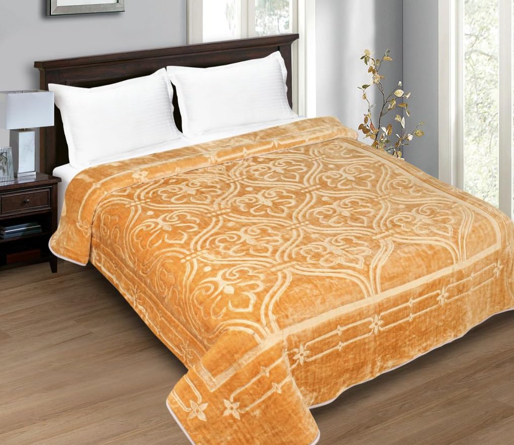 EliteHomeElite Home Single Layered King Size Soft Embossed All-Season Lightweight Warm Blanket for Bed,Couch,and Travel (ACA-20, King (U.S. Standard))