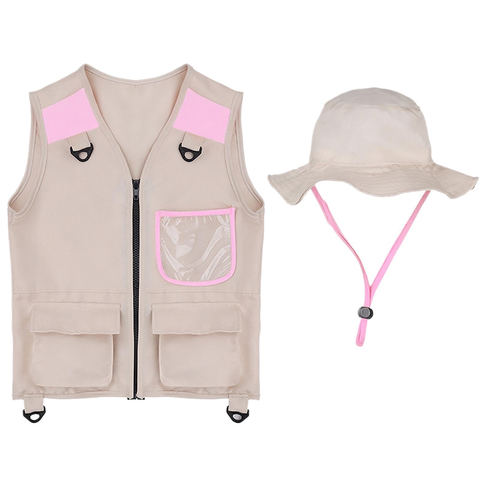 Explorer Costume Kids | with Hat Lightweight Outfit - Sleeveless Kids Explorer Vest Kit - for Boys Girls Outdoor Hiking Fishing Camping Exploration Trekking Backyard