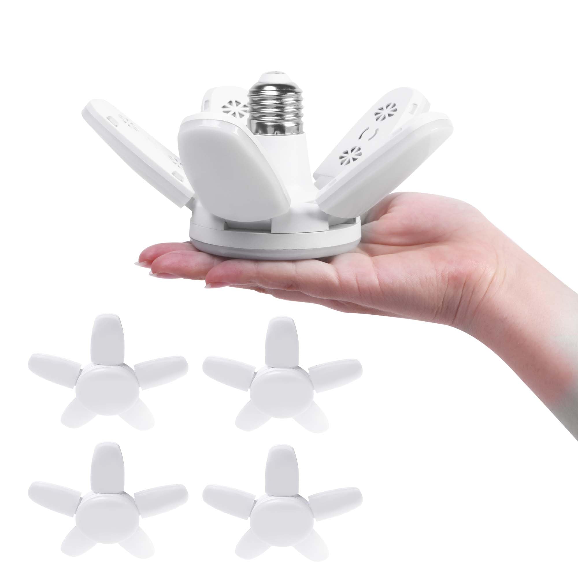 Nexillumi 4-Pack Mini Led Garage Light 60W 6000LM Garage Lights Ceiling LED with E26 E27 Medium Base 6000K
