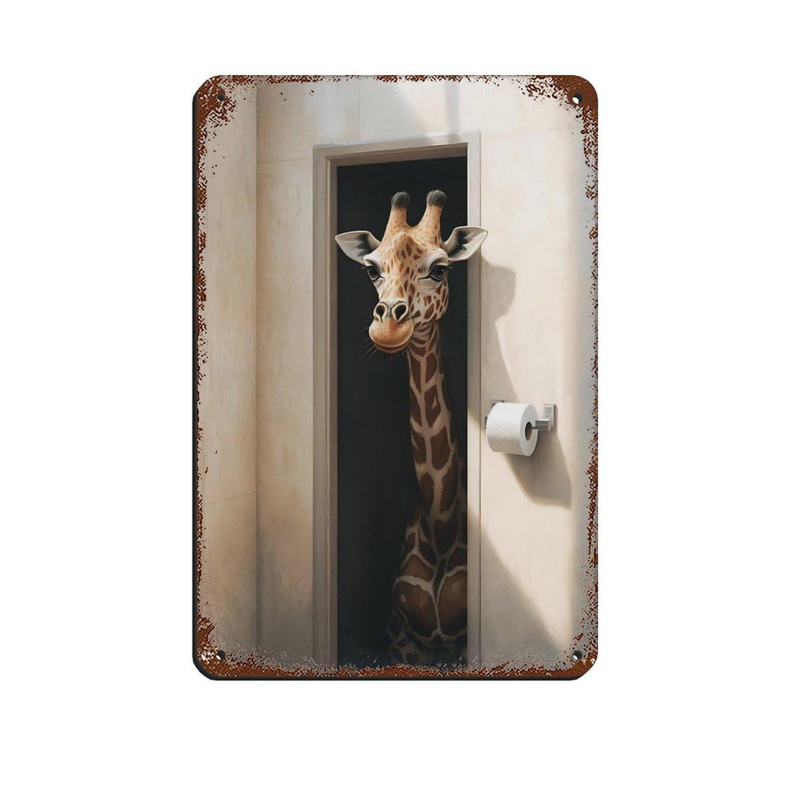 Giraffe Wall Art Bathroom Decor Quirky Animal Retro Poster Metal Tin Sign Chic Art Retro Iron Painting Bar People Cave Cafe Family Garage Poster Wall Decoration 8x12inch(20x30cm)