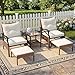 COSTWAY Rattan Gartenmöbel Set, 5-teiliges Balkonmöbel, Balkonset inkl. 2 Stühle mit Kissen, Hocker & Tisch, Terrassenmöbel, Gartengarnitur, Sitzgruppe für Garten, Balkon, Terrasse (Braun + Beige)