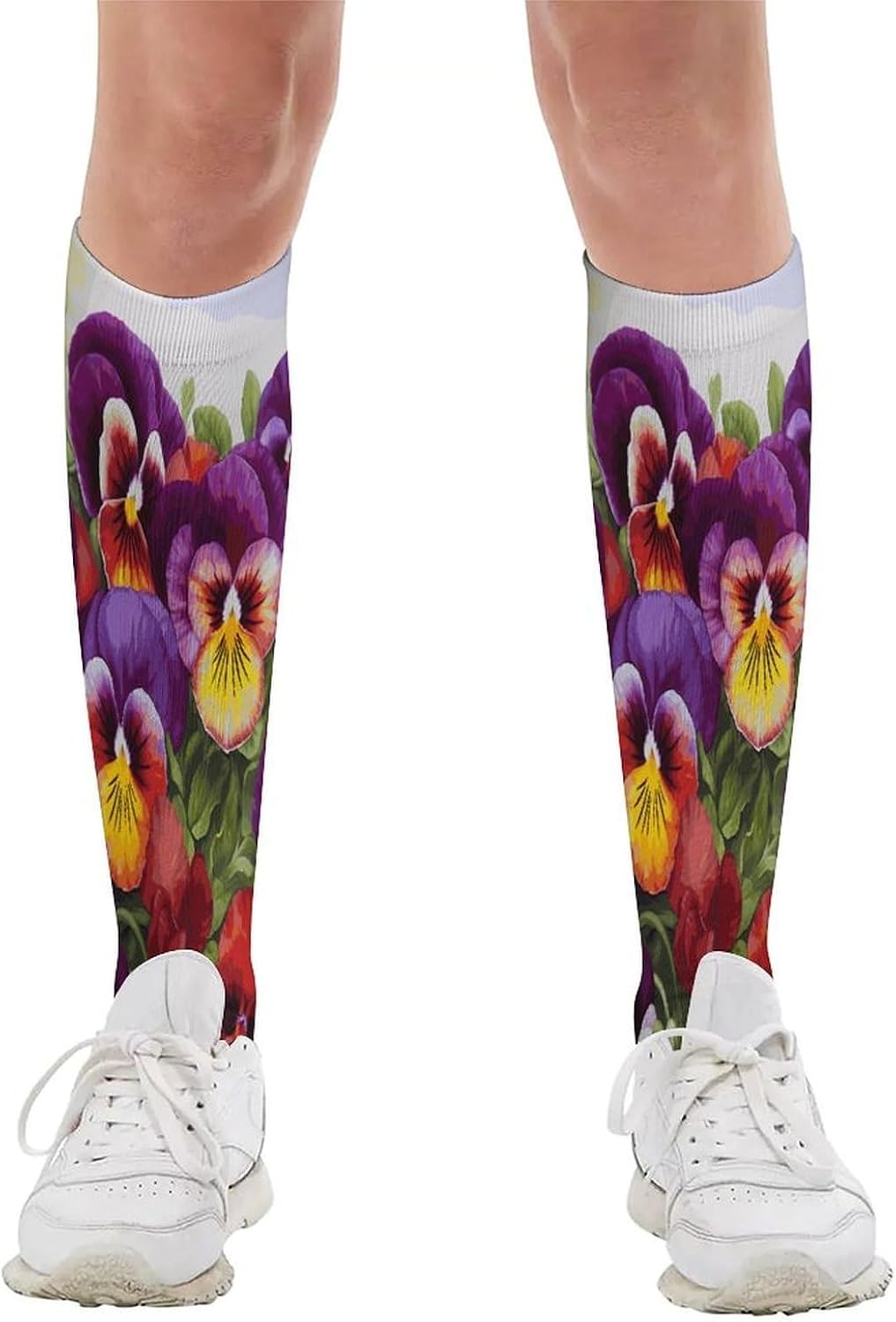 Pansy Perfection Socks Hiking Boot Socks Casual Knee High Sock Cozy Outdoor Sport Socks for Women Men
