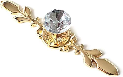 Tiradores dorados de cristal para cajones, pomo de cristal transparente, tiradores decorativos para cajones (perilla pequeña con placa trasera)