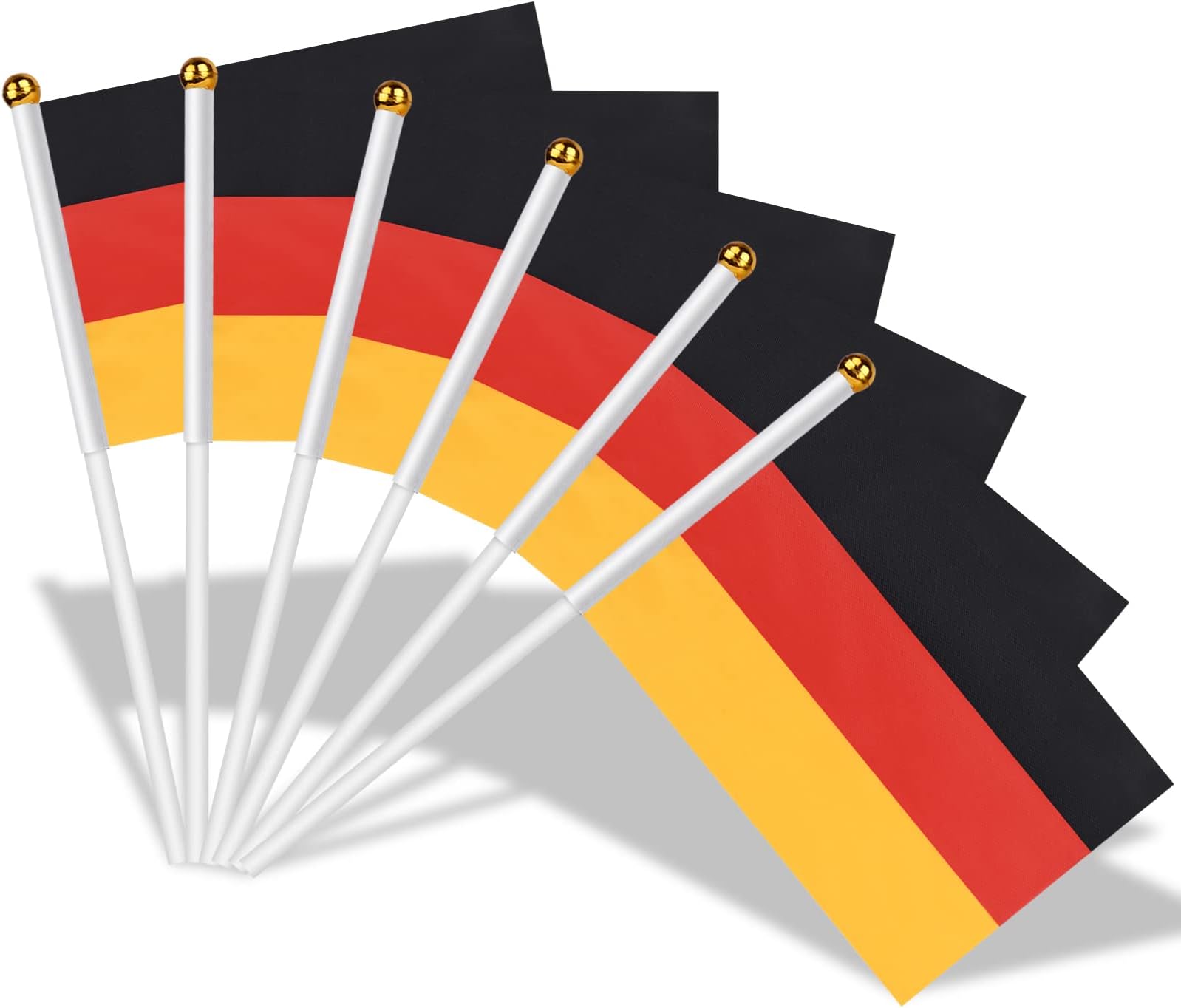 AhfuLife 15 Pcs Germany Hand Held Flags for World Cup Decorations 2026, 5.5 × 8.2 Inch German Stick Flag - Double Sided with 11.8" Pole for National Day Football Sports Event Celebration Decor