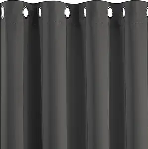 Yakamok 72 Inch Long Blackout Curtains for Bedroom, Thermal Insulated Room Darkening Curtains, Light Blocking Blackout Drapes for Living Room- 2 Panels,52x72 Inch, Charcoal Grey